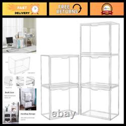 Clear Acrylic Display Case Stackable Storage Bins with Magnetic Lid for Collec