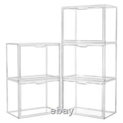 Clear Acrylic Display Case Stackable Storage Bins with Magnetic Lid for Collec