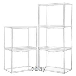 Clear Acrylic Display Case Stackable Storage Bins with Magnetic Lid for Collec