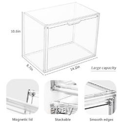 Clear Acrylic Display Case Stackable Storage Bins with Magnetic Lid for Collec