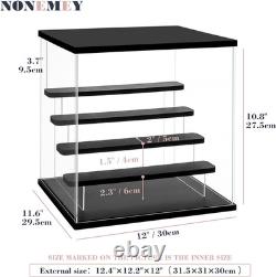 Clear Acrylic Display Case Stand with LED Light 2/3/4/5/6 Tier Storage Box Showc