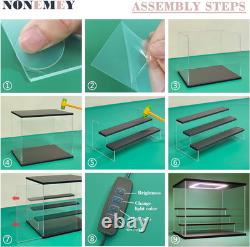 Clear Acrylic Display Case Stand with LED Light 2/3/4/5/6 Tier Storage Box Showc