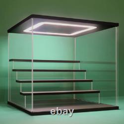 Clear Acrylic Display Case Stand with LED Light 2/3/4/5/6 Tier Storage Box Showc