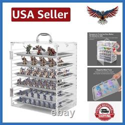 Clear Acrylic Miniature Storage Case, Miniatures Carrying Case with 6 Magneti