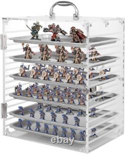 Clear Acrylic Miniature Storage Case, Miniatures Carrying Case with 6 Magneti