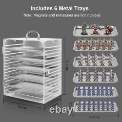 Clear Acrylic Miniature Storage Case, Miniatures Carrying Case with 6 Magneti