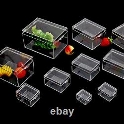 Clear Plastic Storage Box with Hinged Lid Jewelry Display Beads Container Case