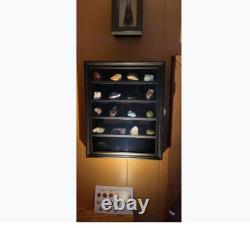 Collectible Cryslat Opal Agate Rock Display Case Storage Box Wooden Arrowheads