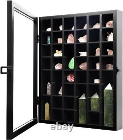 Collectible Cryslat Opal Agate Rock Display Case Storage Box Wooden Arrowheads