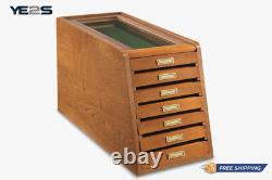 Collector Display Cabinet 7 Drawer Storage Case Glass Top Organizer Collectibles