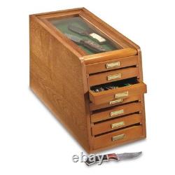 Collector Display Cabinet 7 Drawer Storage Case Glass Top Organizer Collectibles