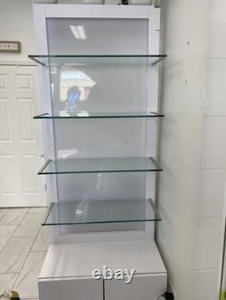 Collins 6677 Lox Retail Display Case Logo Header Lights Glass Shelves Storage