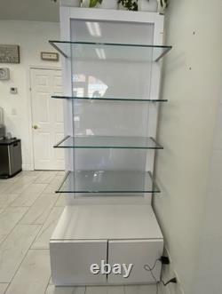 Collins 6677 Lox Retail Display Case Logo Header Lights Glass Shelves Storage