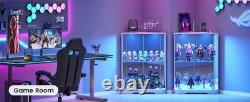 Corner Display Case LED Light & Charging Station Action Figure Car White Cabinet
