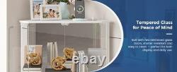 Corner Display Case LED Light & Charging Station Action Figure Car White Cabinet