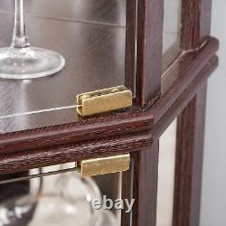 Corner Lighted Curio Glass Cabinet Display Case Antique Collection Storage