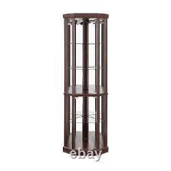 Corner Lighted Curio Glass Cabinet Display Case Antique Collection Storage