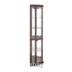 Corner Lighted Curio Glass Cabinet Display Case Antique Collection Storage