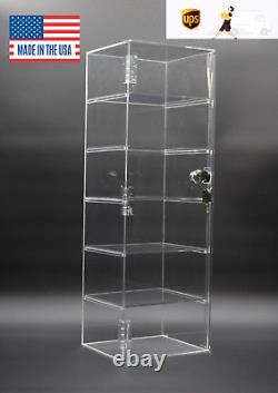 Countertop Acrylic Case Display Showcase Box with Key Lock with4 REMOVABLE SHELVES