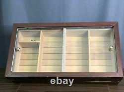 Countertop Desktop Shelf Stogie Cigar Humidor Display Sliding Door Storage Case