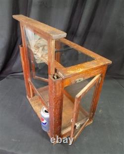 Countertop Showcase, General Store Display, Vintage Wood Framed Glass Case, D