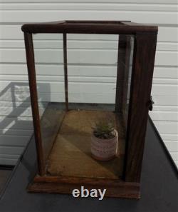 Countertop Showcase, General Store Display, Vintage Wood Framed Glass Case, F