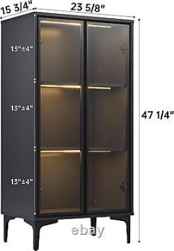 Curio Cabinet, 2-Shelf Display Case Storage Showcase with LED Lighting, Tempered