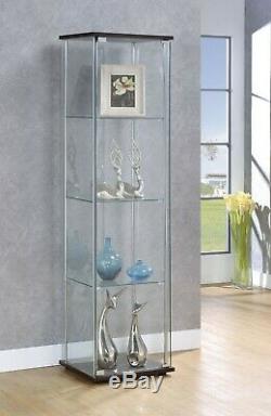 Curio Cabinet Glass Storage Collectibles Display 4 Shelf Case Wood Furniture