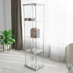 Curio Cabinet Glass Storage Collectibles Display 4 Shelf Case Wood Furniture US