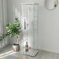 Curio Cabinet Glass Storage Collectibles Display 4 Shelf Case Wood Furniture US