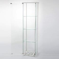 Curio Cabinet Glass Storage Collectibles Display 4 Shelf Case Wood Furniture US