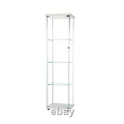 Curio Cabinet Glass Storage Collectibles Display 4 Shelf Case Wood Furniture US