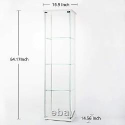 Curio Cabinet Glass Storage Collectibles Display 4 Shelf Case Wood Furniture US