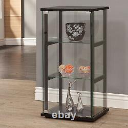 Curio Case Cabinet With Glass Doors Display Shelves Storage Shelving Black Frame