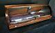 Curved Glass Display Case African Mahogany With 2 Removable Trays Plus Storage