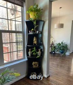 Curvy Corner Book Case Storage Shelf Rack Display Shelves 5 Tier Wood Tall Stand