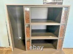 Custom Coffee Bean Display Case With Grinding Station Under Storage Cabinet