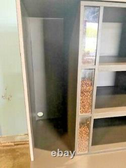 Custom Coffee Bean Display Case With Grinding Station Under Storage Cabinet