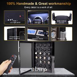 DUKWIN Automatic 24 Watch Winder Storage Display Case Box LED LCD Remote Control