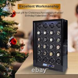 DUKWIN Automatic Rotation 24 Watch Winder Display Box Case Storage LCD LED Quiet