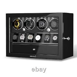DUKWIN Automatic Watch Winder Box Display Storage Case With Jewelry Drawer LED