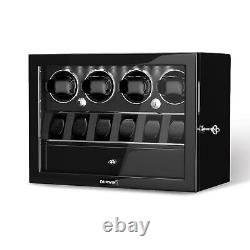 DUKWIN Automatic Watch Winder Box Display Storage Case With Jewelry Drawer LED