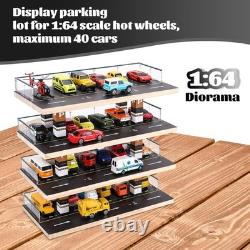 Diecast Car Display Case Wooden Garage Scene Storage for Hot Wheels Matchbox