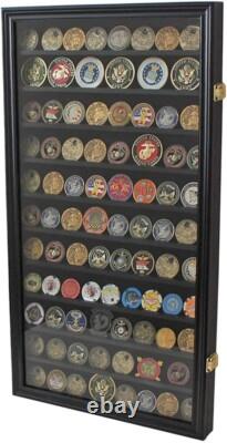 DisplayGifts Military Challenge Coin Display Case Poker Chip Holder Wall Cabinet