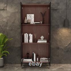 Display Cabinet Bookshelf Case Arylic Door 3 Tier Storage Study Cupboard Modern