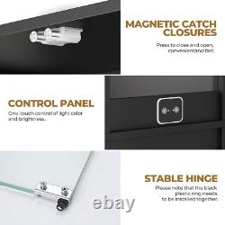 Display Cabinet Glass Door 5 Tier Storage Case Organizer LED Light Rack Shelves