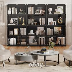 Display Cabinet Glass Door 5 Tier Storage Case Organizer LED Light Rack Shelves