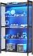 Display Cabinet Led Lights, Display Case Glass Storage Shelves 4-tiers Curio