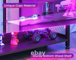 Display Cabinet LED Lights, Display Case Glass Storage Shelves 4-Tiers Curio
