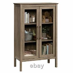 Display Cabinet Storage Curio Case China Wood Glass Shelves Modern Farmhouse NEW